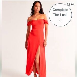 Off-Shoulder Red Split Maxi Dress NWT